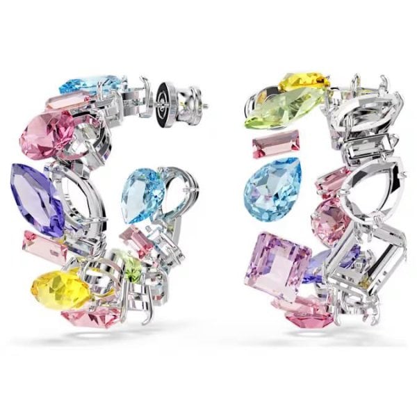 Gema hoop earrings, Mixed cuts, Small