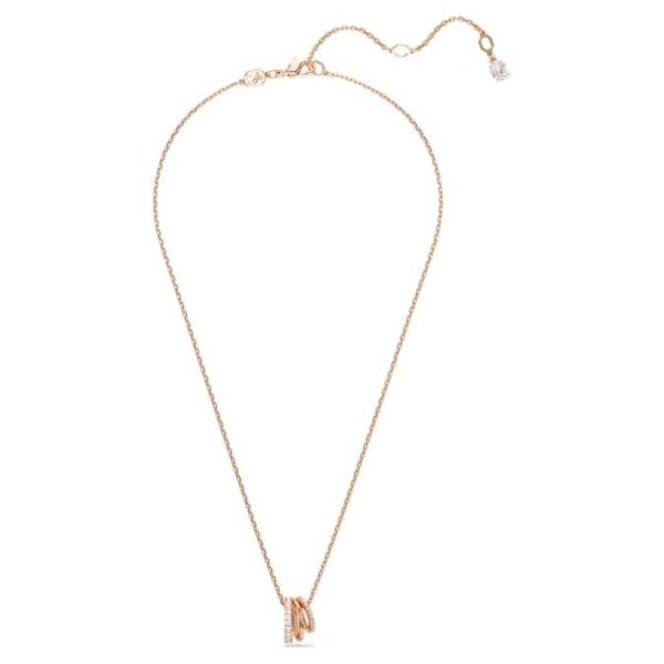 Hyperbola pendant, Mixed cuts, White, Rose gold