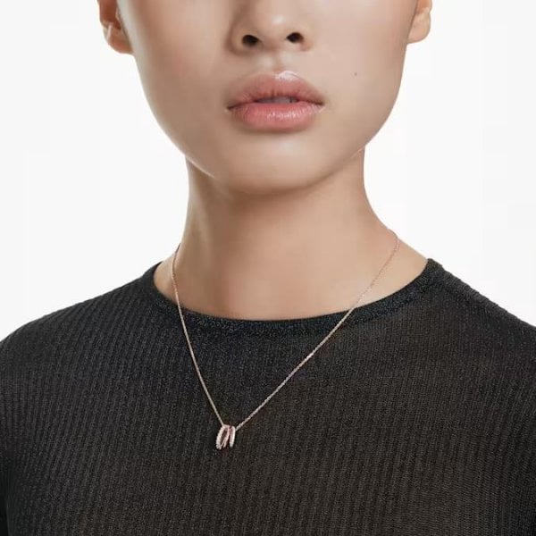 Hyperbola pendant, Mixed cuts, White, Rose gold