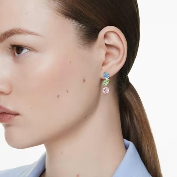 Gema drop earrings, Mixed cuts, Multicolored