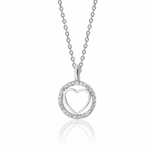 Heart Halo Style Cubic Zirconia Chain Pendant