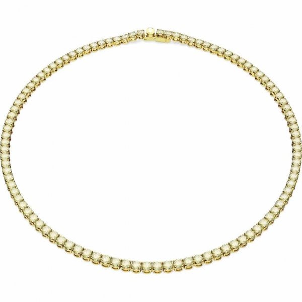 Matrix Tennis necklace, Round cut, Yellow, Medium
