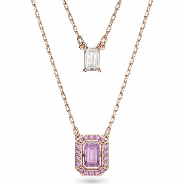 Millenia layered necklace, Octagon cut, Purple