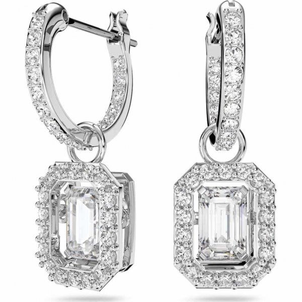 Millenia drop earrings, Octagon cut, White
