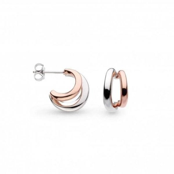 Bevel Cirque Link Blush Double Semi Hoop Studs