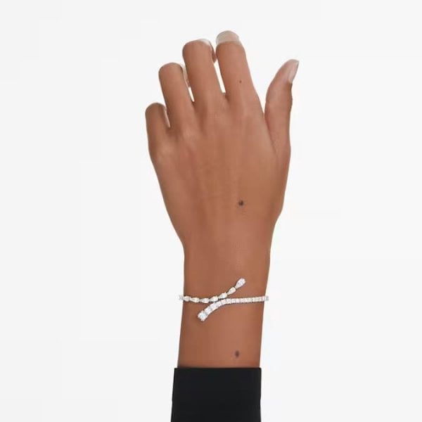 Matrix bracelet, Mixed cuts, White, Rhodium plated