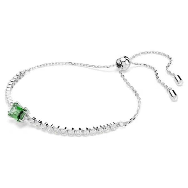 Matrix Tennis bracelet, Mixed, Green, Rhodium, M