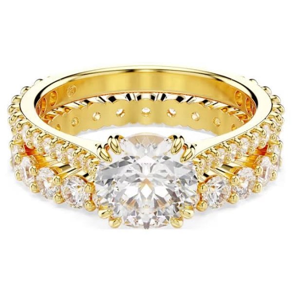 Stilla ring, Round cut, White, Gold-tone, S52