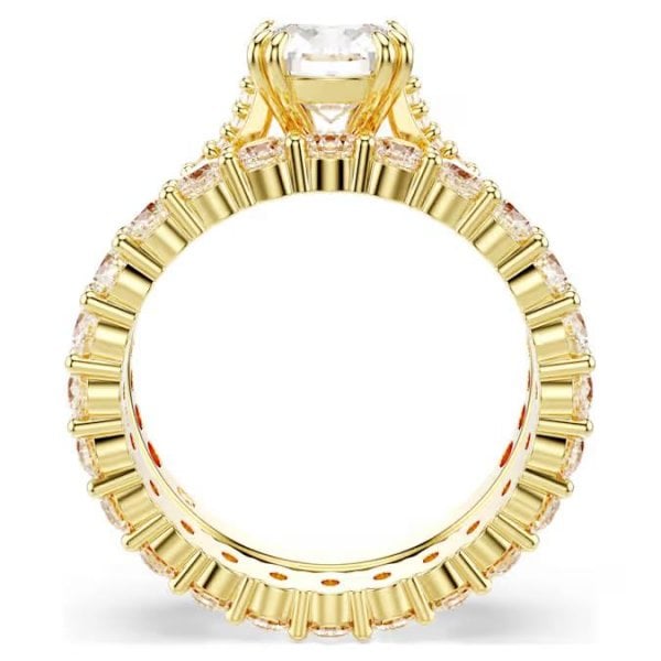 Stilla ring, Round cut, White, Gold-tone, S52