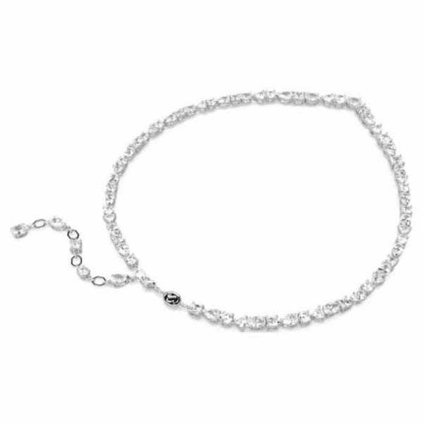 Mesmera necklace, Mixed cuts, White, Rhodium