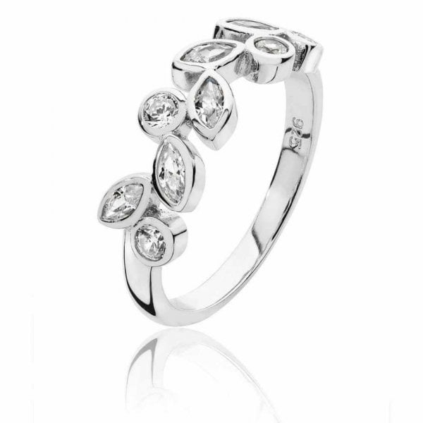 Silver Marquise Round Shape Cubic Zirconia Ring