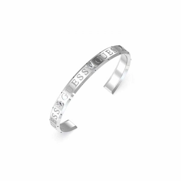 Rhodium Plated Steel Crystal Bangle