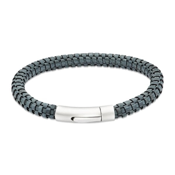 Gents Blue Leather Bracelet 21cm