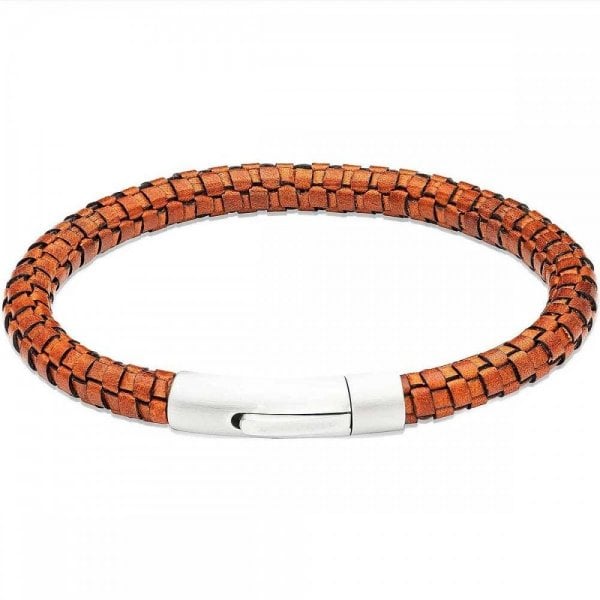 Gents Brown Leather Bracelet 21cm
