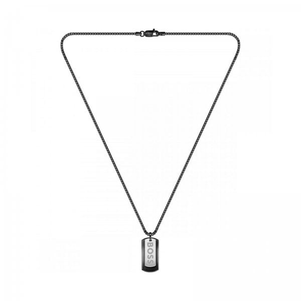 Gents Devon Black IP Tag Necklace