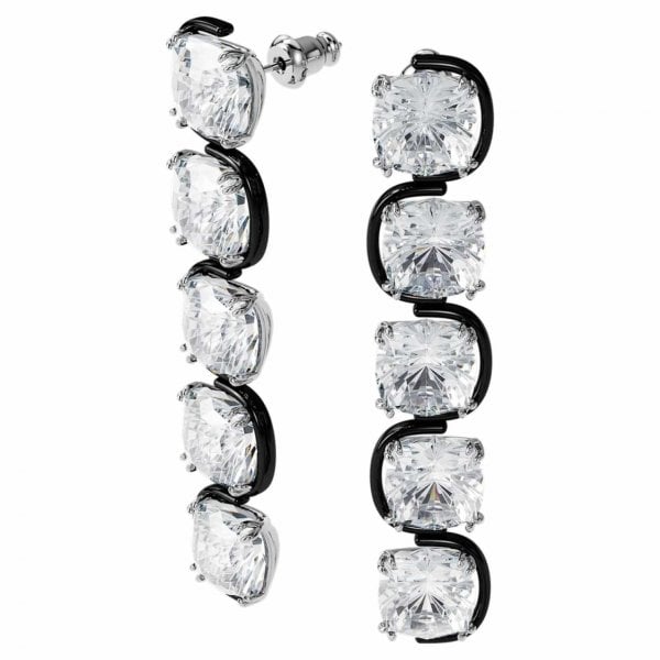 Harmonia drop earrings Cushion cut floating crysta