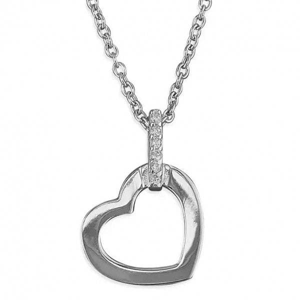 Ladies Silver Necklace - 41cm-45cm Heart