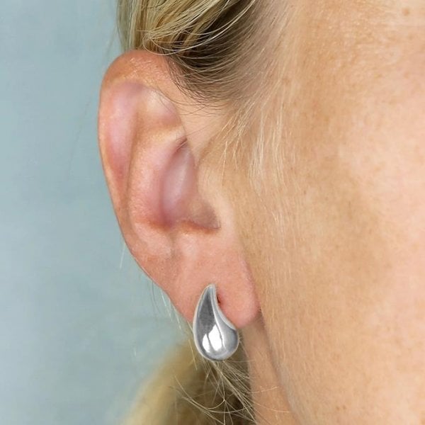 Ladies Sterling Silver Pear Drop Stud Earrings