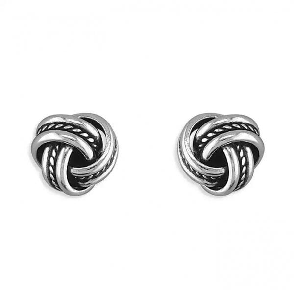 Sterling Silver Earrings - 3-Strand Knot Studs