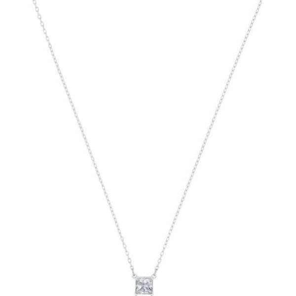 Attract necklace White, Rhodium plated