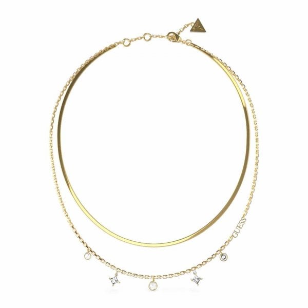 Gold Plated Steel Pavé Crystal Double Necklace