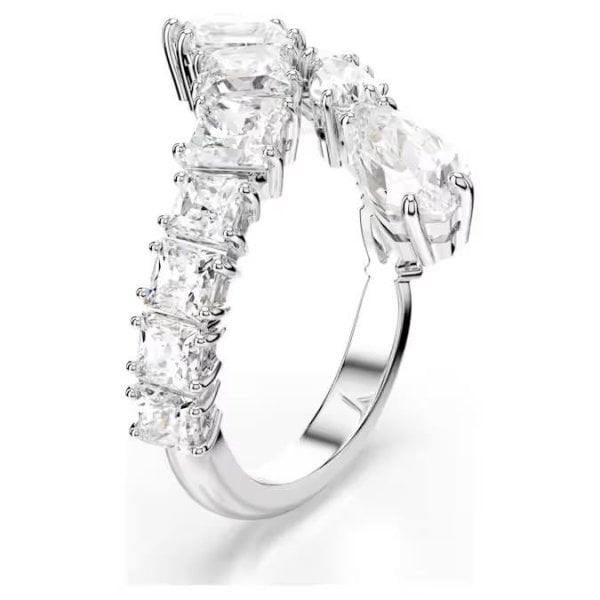Matrix ring, Mixed cuts, White, Rhodium, S52