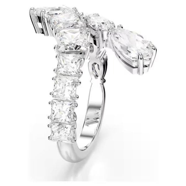 Matrix ring, Mixed cuts, White, Rhodium, S52
