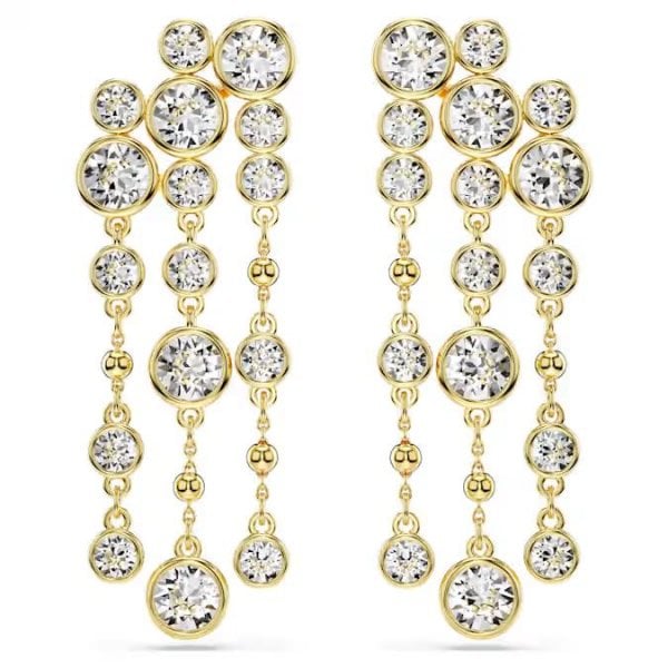 Imber drop earrings, Round cut, Chandelier, White