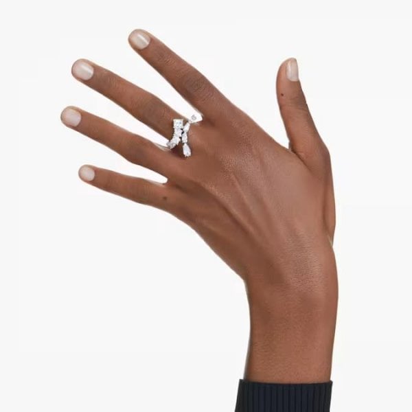 Matrix ring, Mixed cuts, White, Rhodium, S55