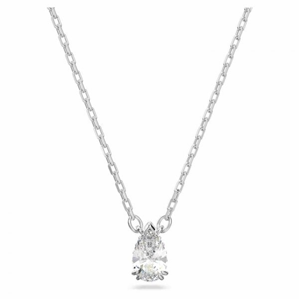 Millenia pendant Pear cut, White, Rhodium plated