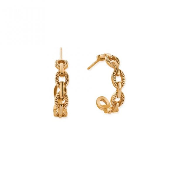 Gold Figaro Chain Huggie Hoop Earrings