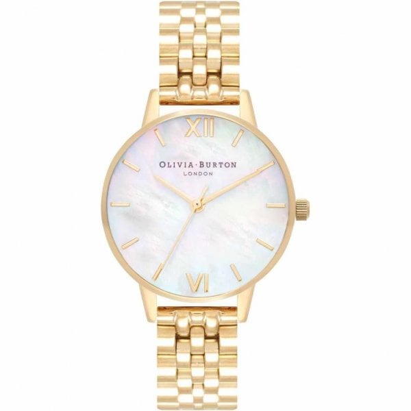 OB Mother Of Pearl Gold Bracelet Watch