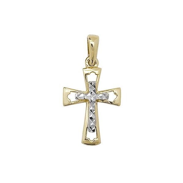 9CT YELLOWWHITE GOLD CROSS DC PENDANT