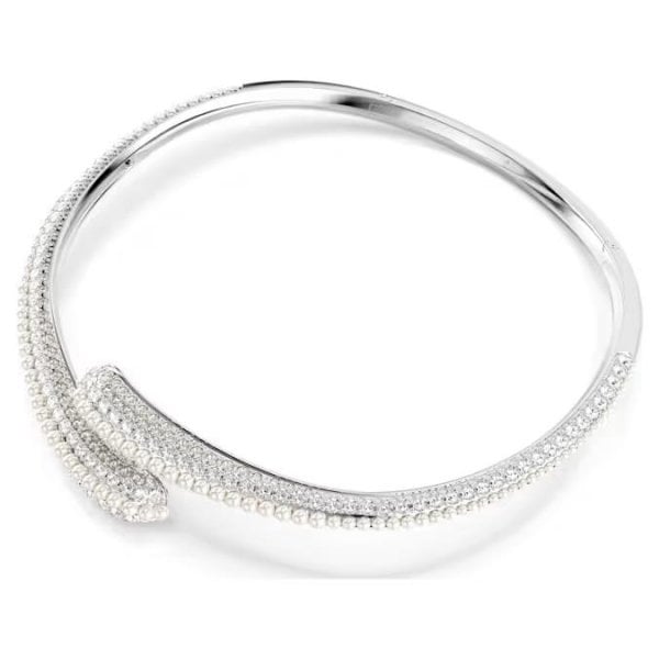 Sublima necklace, Crystal pearl, Round cut, White,