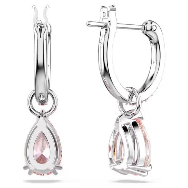Attract drop earrings, Pear cut, Pink, Rhodium