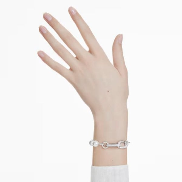 Dextera bracelet, Crystal pearl, Mixed, White, Rho