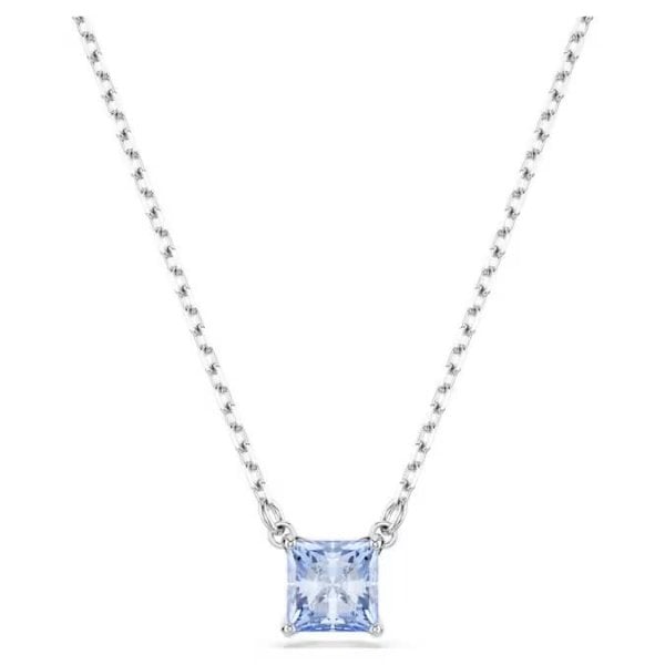 Matrix pendant, Square cut, Blue, Rhodium plated
