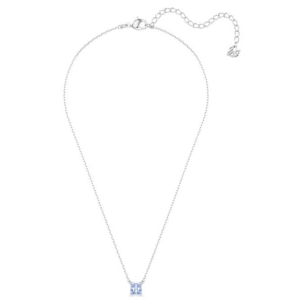 Matrix pendant, Square cut, Blue, Rhodium plated