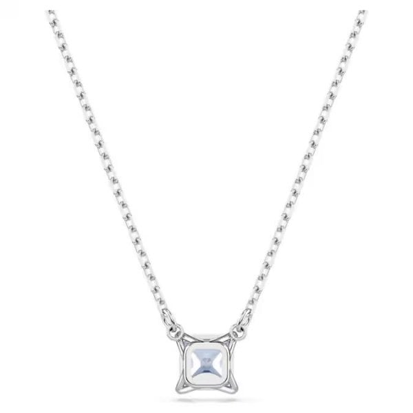Matrix pendant, Square cut, Blue, Rhodium plated