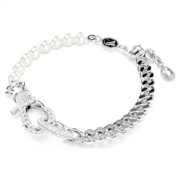 Dextera bracelet, Pavé, Crystal pearl, White, Rhod