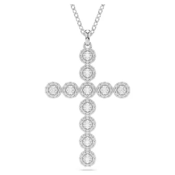 Insigne pendant, Mixed cuts, Cross, White, Rhodium
