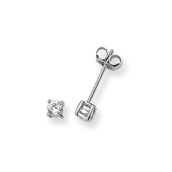 SILVER 3MM ROUND CZ STUD EARRINGS