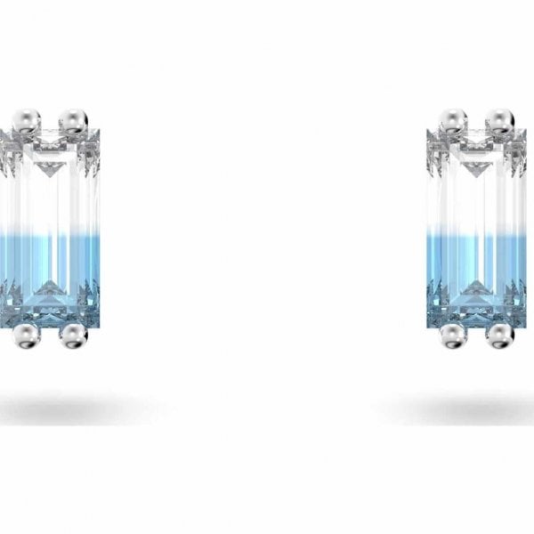 Stilla stud earrings, Blue, Rhodium plated
