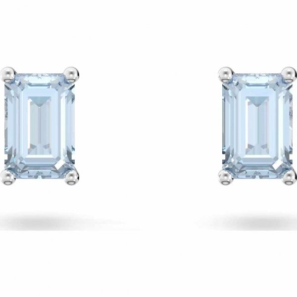 Stilla stud earrings, Blue, Rhodium plated