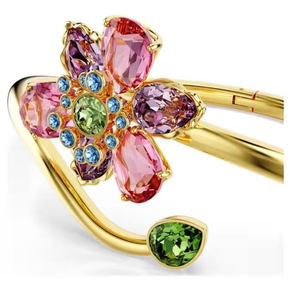 Idyllia bangle, Mixed cuts, Flower, Gold-Tone, M
