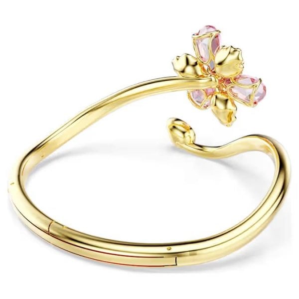 Idyllia bangle, Mixed cuts, Flower, Gold-Tone, M