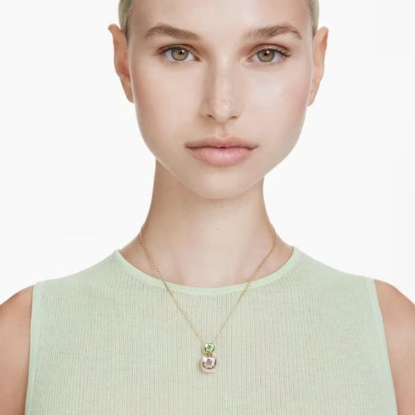 Chroma pendant, Cushion cut, Gold-tone plated