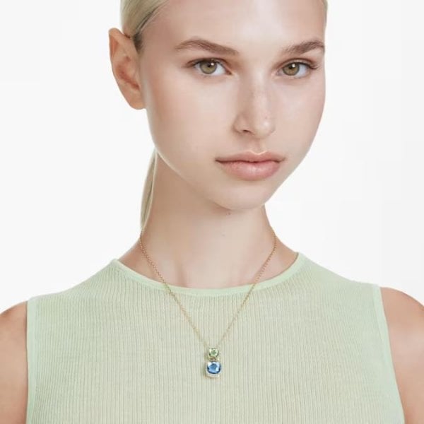 Chroma pendant, Cushion cut, Gold-tone plated