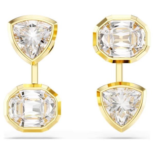Imber earring jackets, Mixed cuts, White, Gold