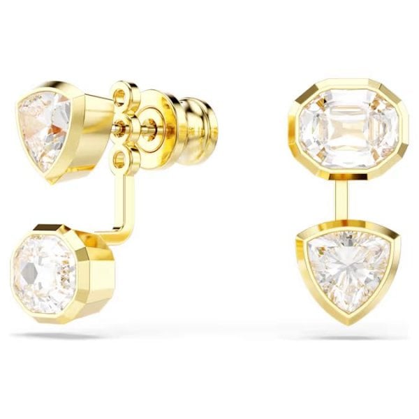 Imber earring jackets, Mixed cuts, White, Gold